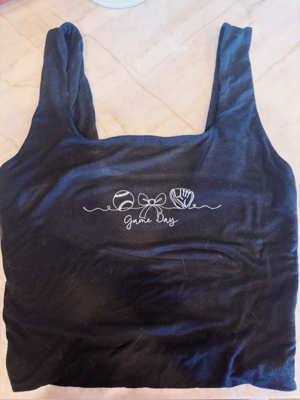 Black 'Game Day' Cropped Tank Top